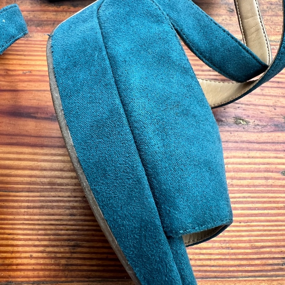 NATURALIZER Teal Platform Chunky Heels Women’s 6.5 - Picture 3 of 11